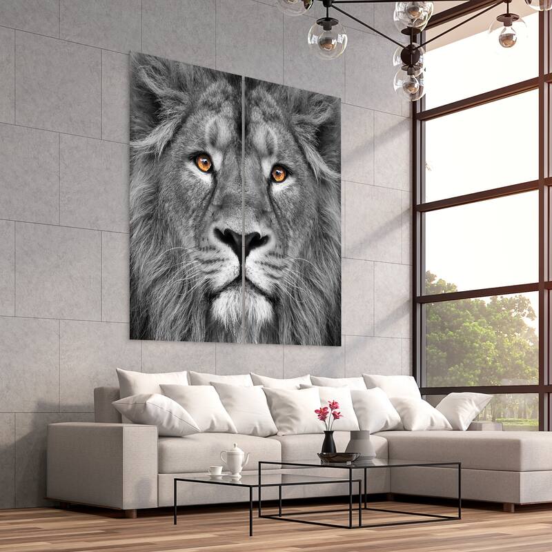 "King of the Jungle AB" Frameless Free Floating Tempered Glass Panel Graphic Wall Art