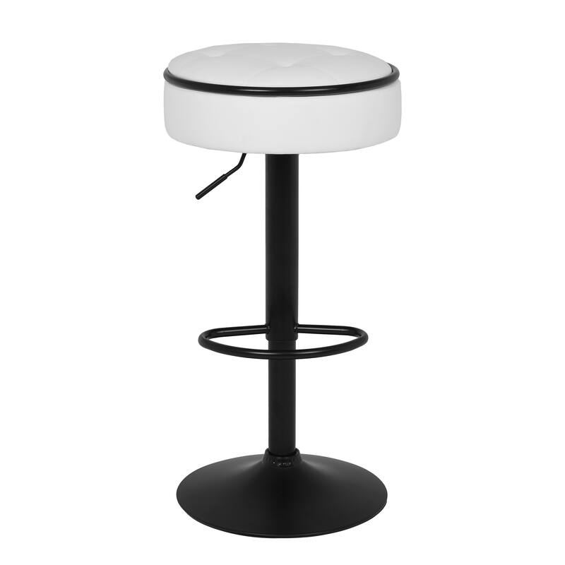 Round Linen Fabric Bar Stools Set of 2, Height Adjustable/360°Counter Height Swivel Stool