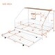 preview thumbnail 4 of 12, Full Metal House Bed with Trundle, Sturdy Bedframe w/Built-in Shelf and Grid for Kids Bedroom, Dorm, No Box Spring Needed, White