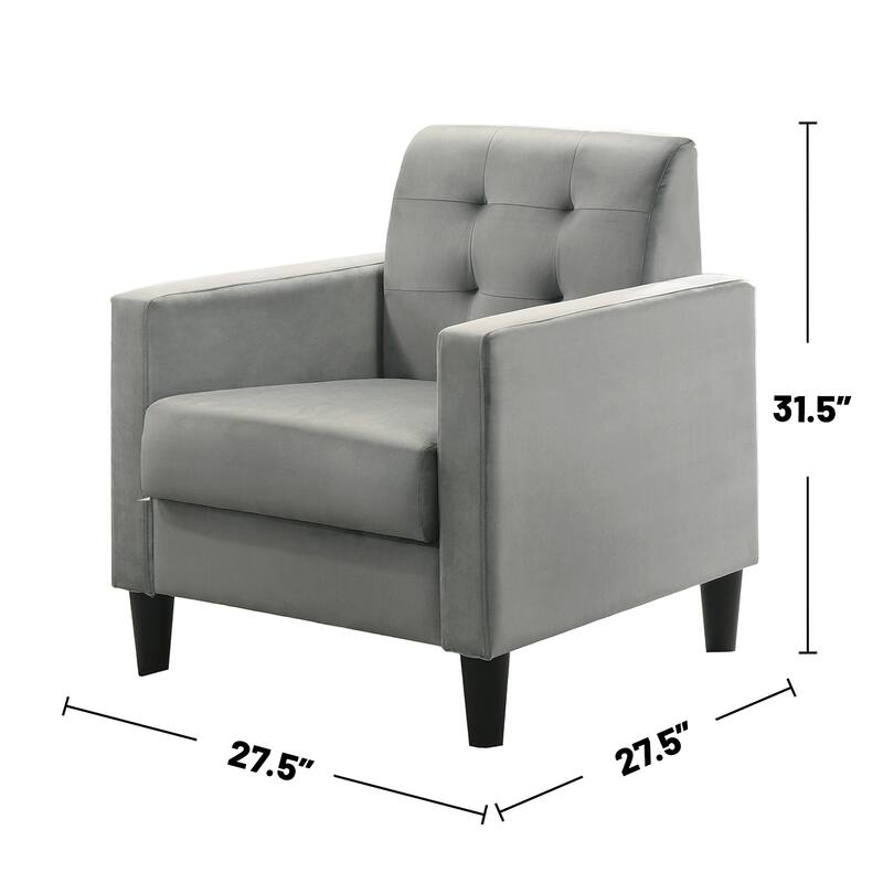 3 Piece Velvet Upholstered Armchairs and End Table