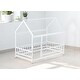 preview thumbnail 23 of 36, Twin / Full Size Wooden House Bed with Fence and Roof bed Frame, Montessori Style Floor Bed for Kids