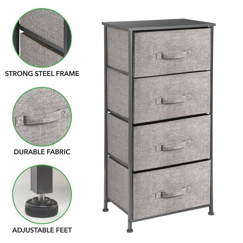 mDesign Vertical Dresser Storage Tower with 4 Drawers