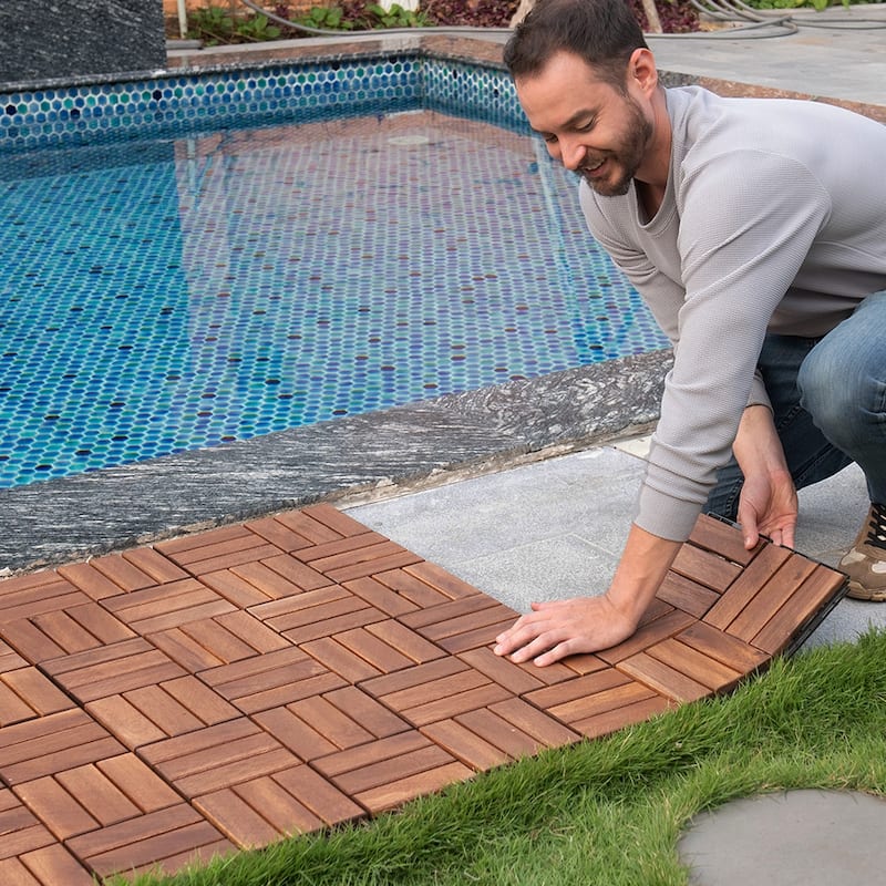 12"x12" Square Wood Interlocking Flooring Tiles Pack of 10/20/30