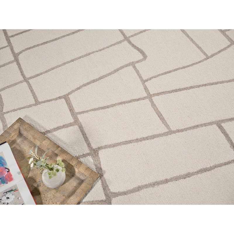 Exquisite Rugs Tangiers Handmade Hand-tufted New Zealand Wool on Canvas Ivory/Beige Area Rug