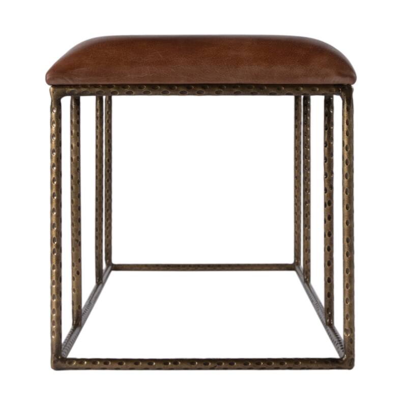 Lloyd 48 in. W Leather and Iron Backless Upholstered Bench