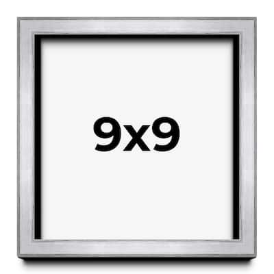 9x9 Shadow Box Frame Silver | 1.375 Inches Deep Real Wood Contemporary