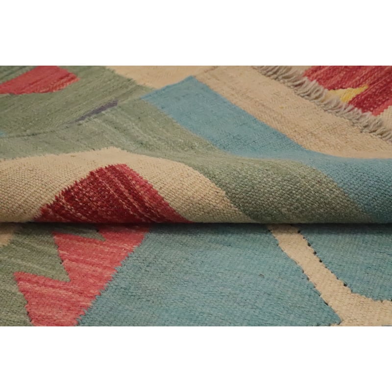 Hand Woven Oriental 100% Wool Carpet Southwestern Tribal Navy Blue & Blues Kilim Area Rug - 12' 11'' X 9' 8''