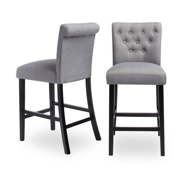 Sopri Upholstered Rolled Back Tufted Counter Chairs (Set of 2)