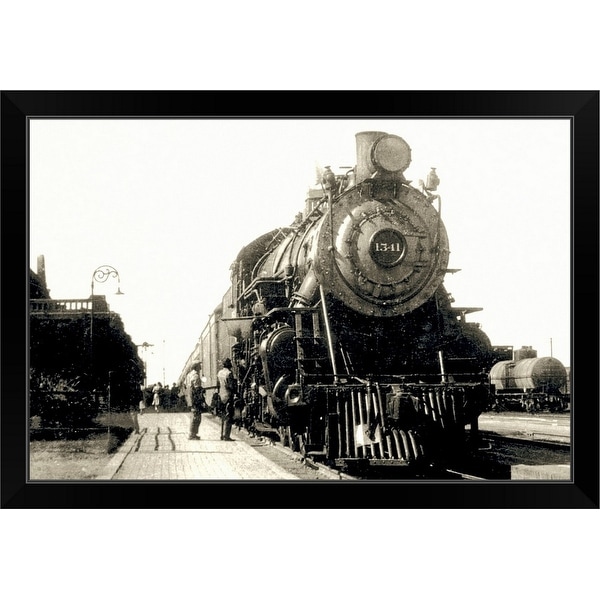 "Train in station" Black Framed Print