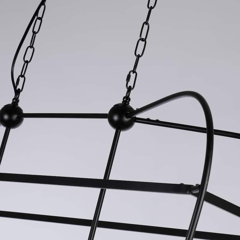 Linear Lantern 6-Light Foyer Debonair Island Chandelier Candle - N/A - Black