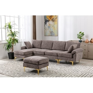European Style Sectional Sofa with Iron Feet, Removable Cushions, and ...