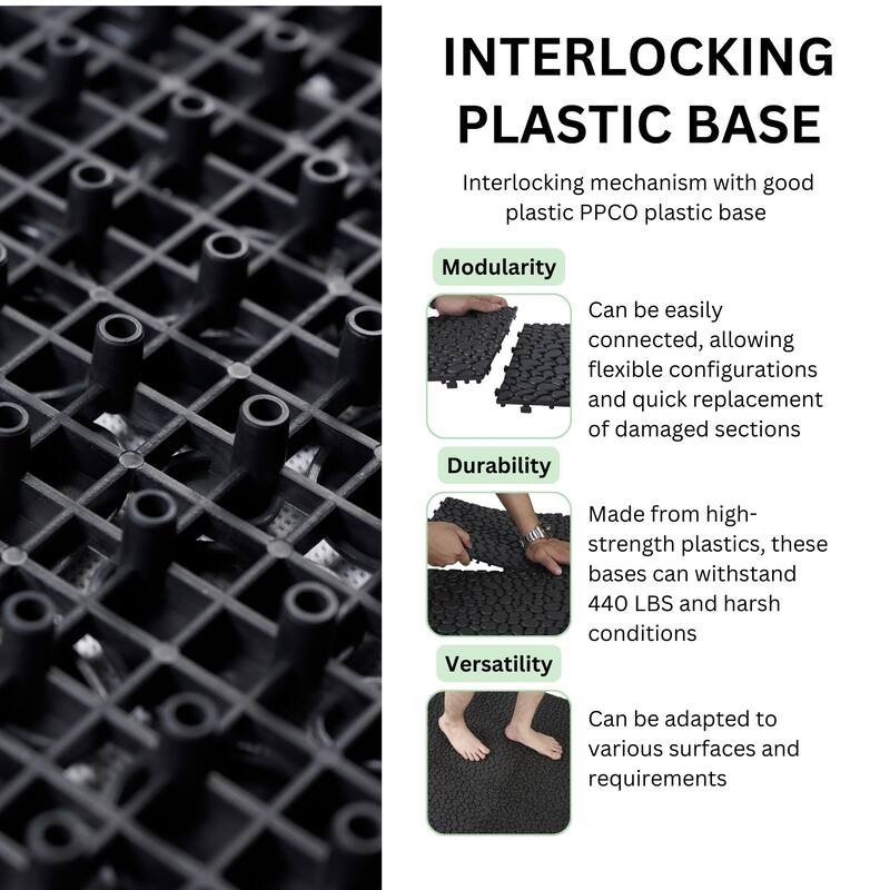 12 x 12 Inch Interlocking Deck Tiles,Bathroom Shower Balcony Porch Weight Capacity Upto 440 LBS,Pebble Stone Pattern Pack of 12