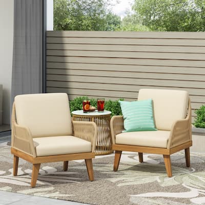 Annisa Outdoor Acacia Wood Club Chair (Set of 2) by Christopher Knight Home