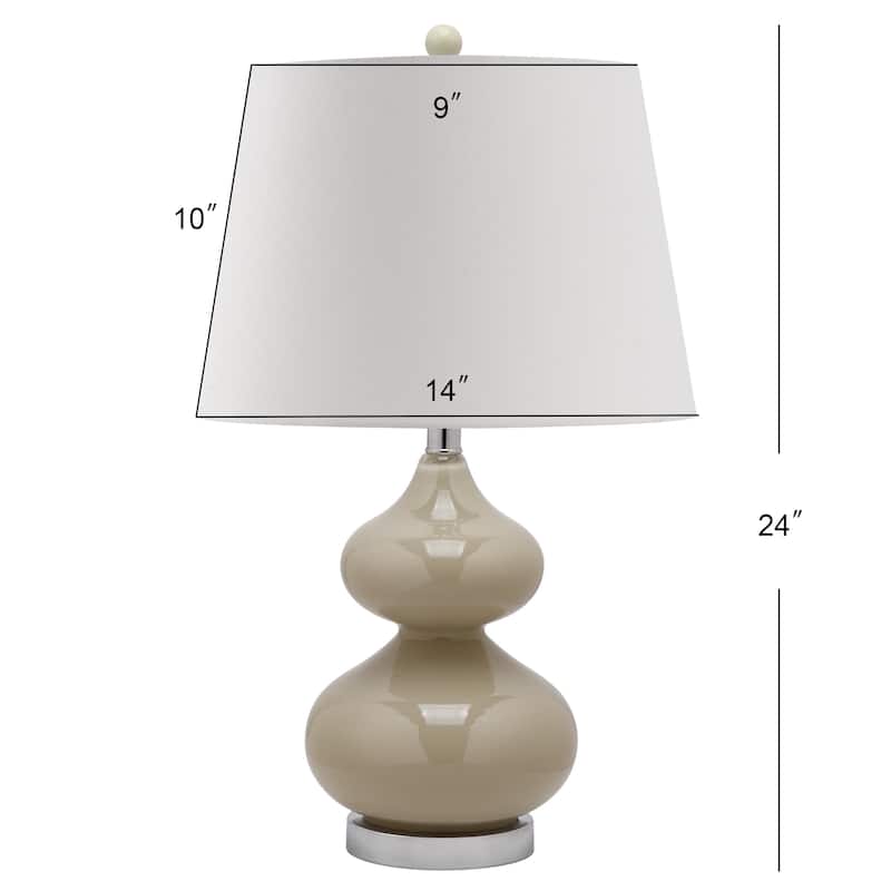 SAFAVIEH Lighting 24-inch Eva Double Gourd Glass Taupe Table Lamp (Set of 2) - 14"x14"x24"
