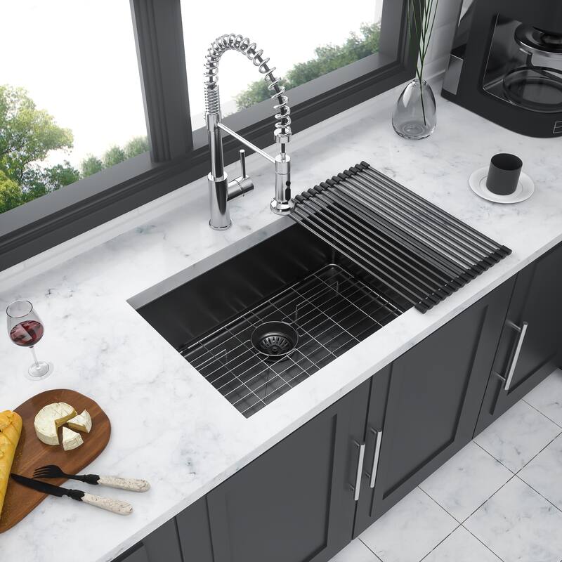 Kitchen Sink Undermount Singel Bowl Kitchen basin 16 Gauge Stainless Steel with 10 Inch Deep