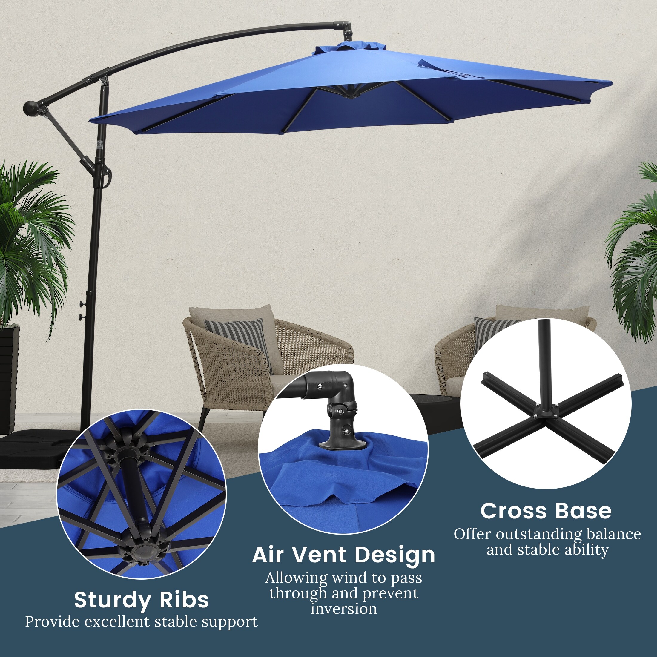 le papillon 10 ft cantilever hanging patio umbrella ABCCANOPY Umbrellas 10FT Orange Protect yourself from the long Mirador Novara 10'x10' Cantilever Indigo