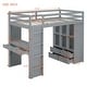preview thumbnail 12 of 16, Storage Loft Bed with Shelves, Drawers, Writing Desk and Led Light, Twin Size