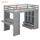 preview thumbnail 3 of 8, Twin Size Eye-catching Design Loft Bed with large shelves, writing desk and LED Light, Maximum Storage Space, Gray