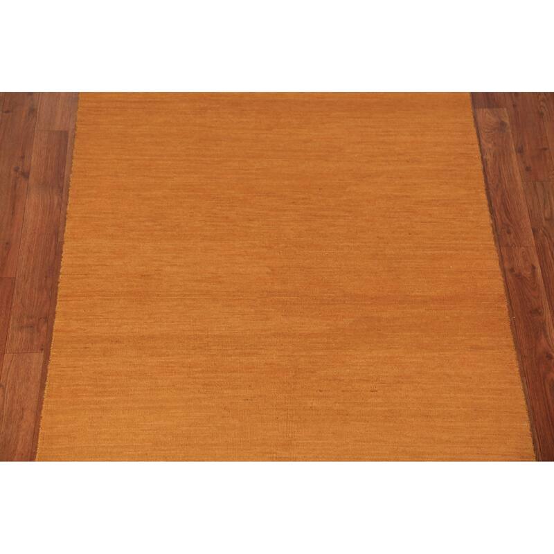 Rust Gabbeh Oriental Runner Rug Hand-Knotted Wool Carpet - 3'5" x 6'6"