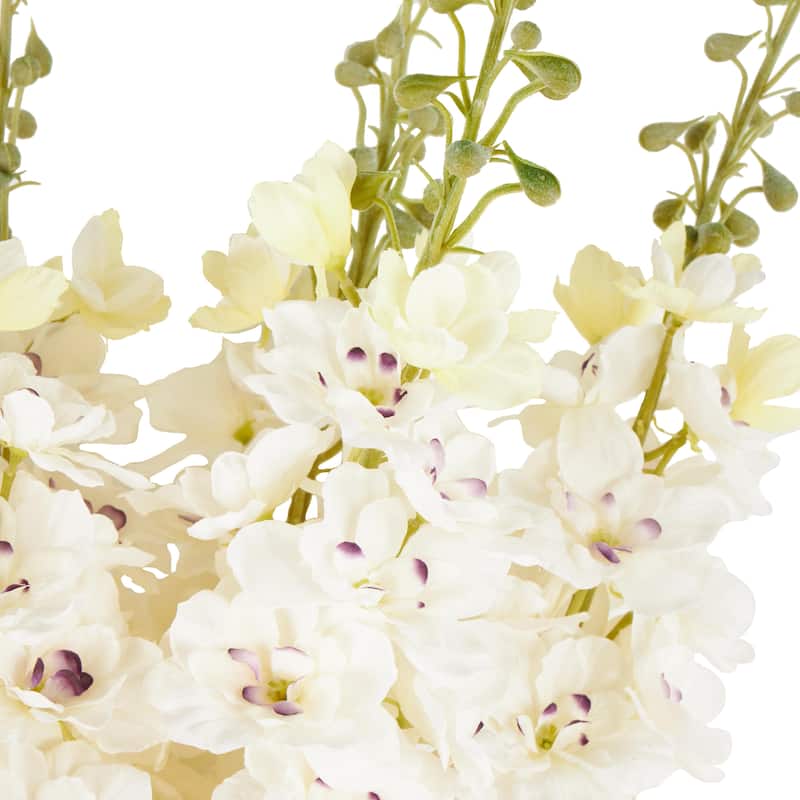 Faux Foliage Delphinium Tall Artificial Flower Stem - Set of 8 White - Roche River Decor