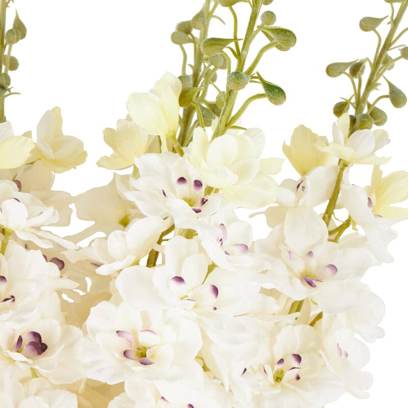 White Faux Foliage Tall Delphinium Artificial Flower Stem (Set of 8)
