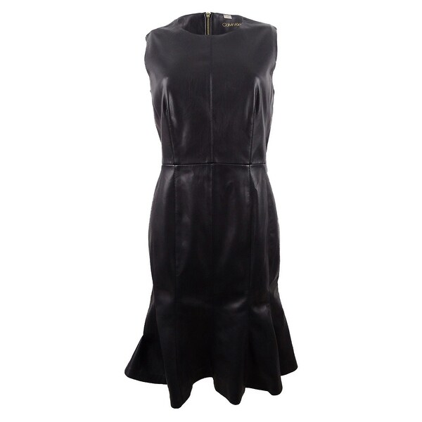 calvin klein faux leather dress