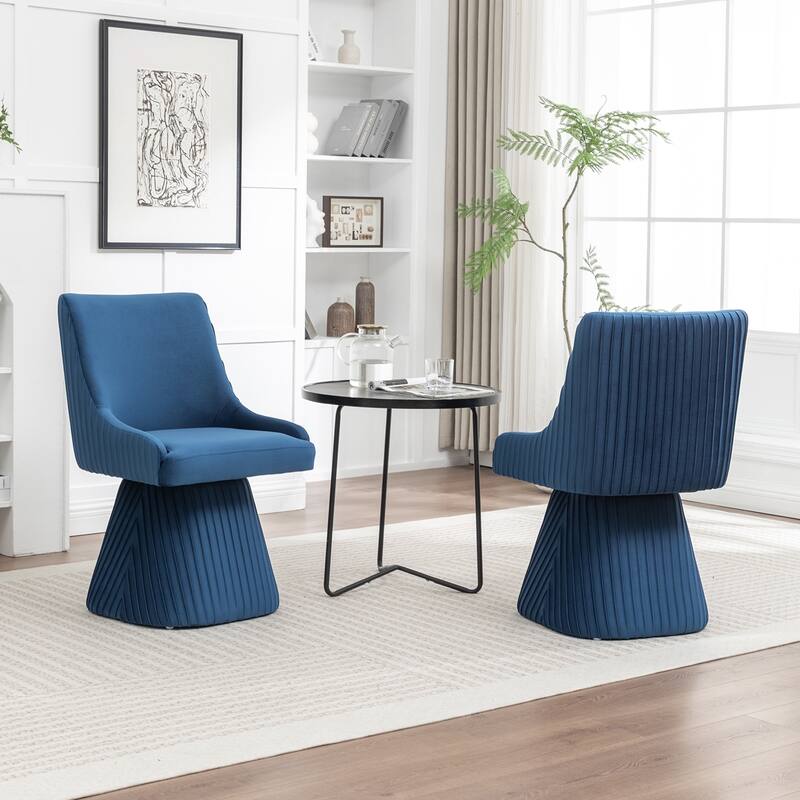 SEYNAR Modern Velvet 360 Degree Swivel Armless Dining chair Set of 2
