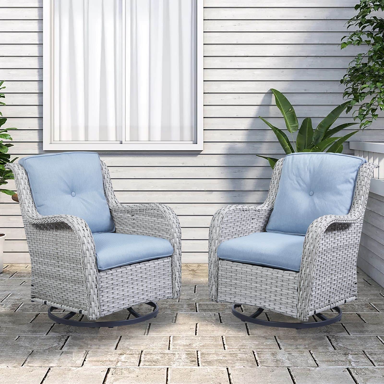 Option Light Beige Wicker / Babyblue Cushion