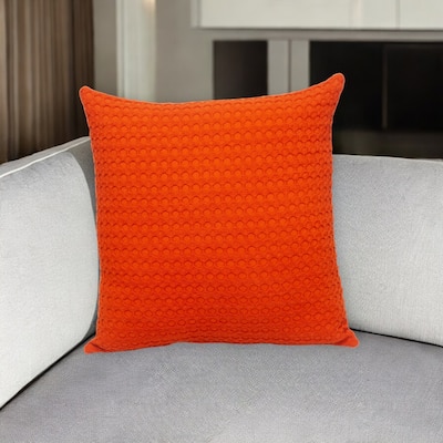 HomeRoots 20" Orange Cotton Throw Pillow With Texture