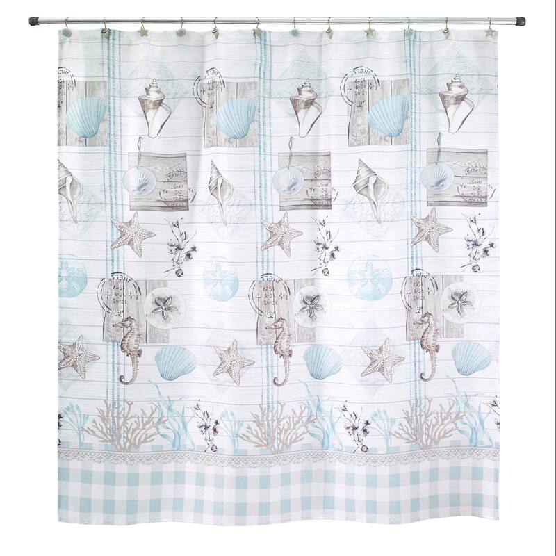 Avanti Linens Farmhouse Shell Shower Curtain & Hook Set