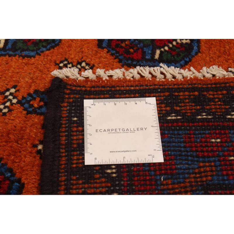 ECARPETGALLERY Hand-knotted Uzbek Kargahi Orange Wool Rug - 4'1 x 5'8