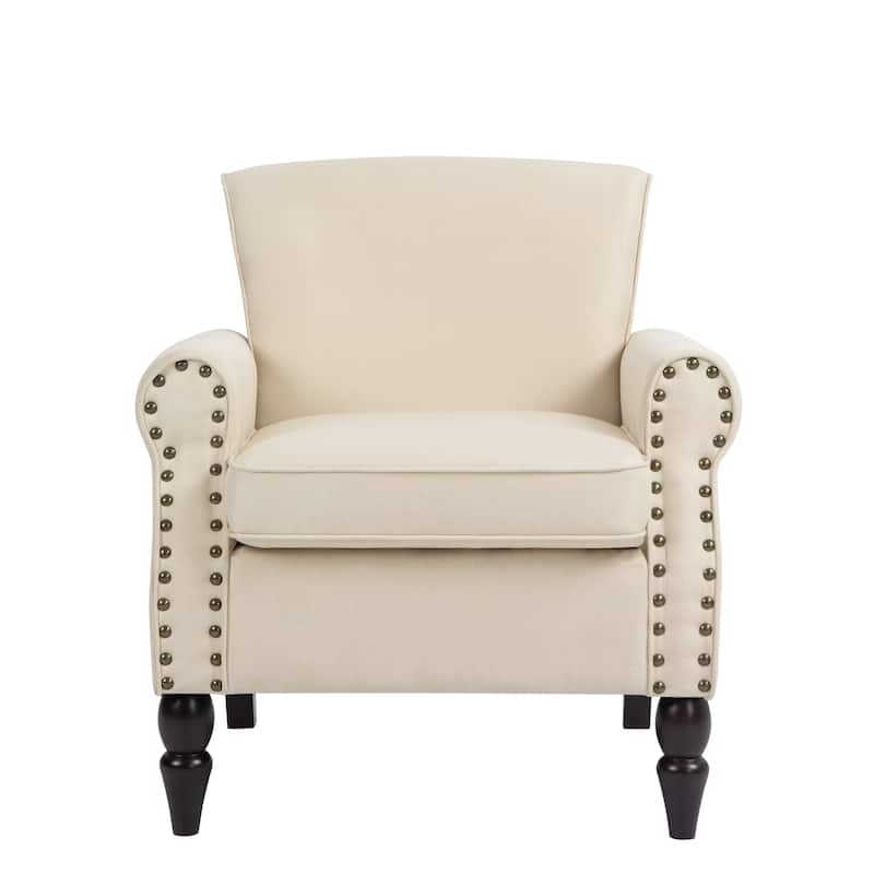 Set of 2 Modern Upholstered Armchair Nailhead Trim Accent Chair