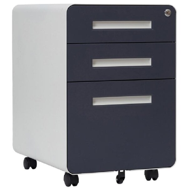 3-Drawer Grey Mobile File Cabinet with Wheel Anti-tilt ...