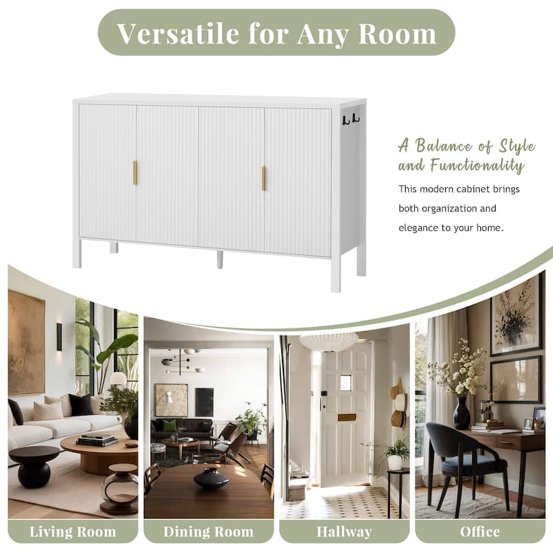 Modern 57.5" Stripe Door Storage Cabinet