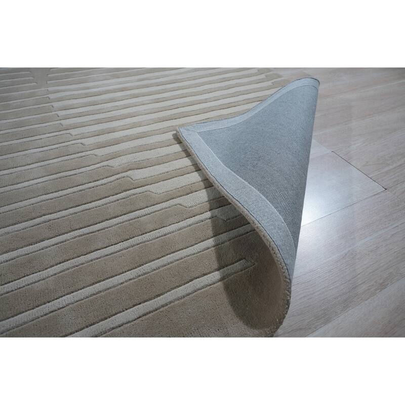 Beige Hand-Tufted Wool Modern Rug by EORC | Elegant and Luxurious Area