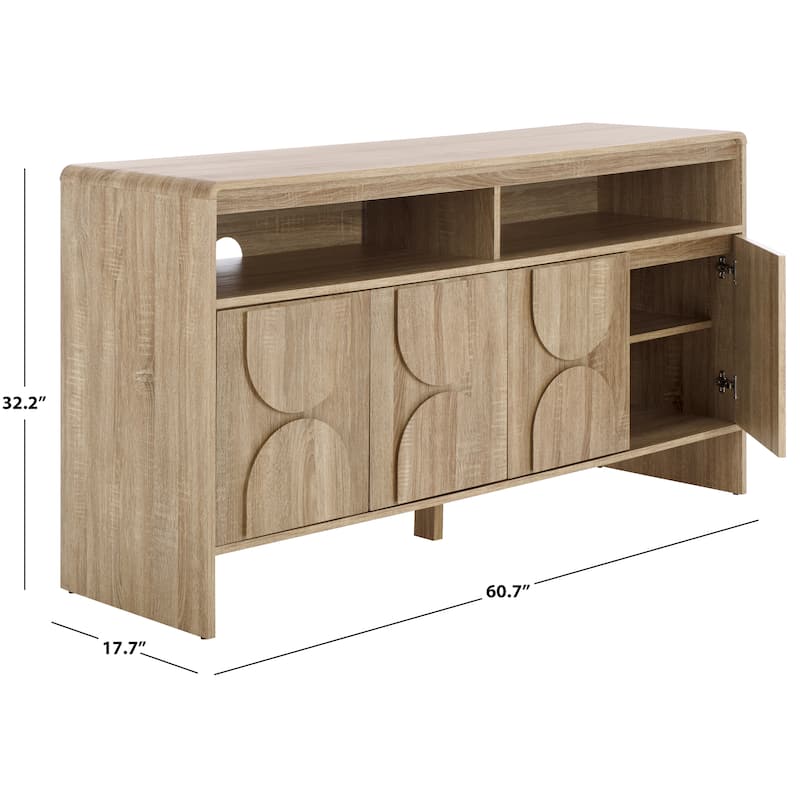SAFAVIEH Home Arsenio 4 Door 2 Shelf Sideboard - 61"W x 18"D x 32"H