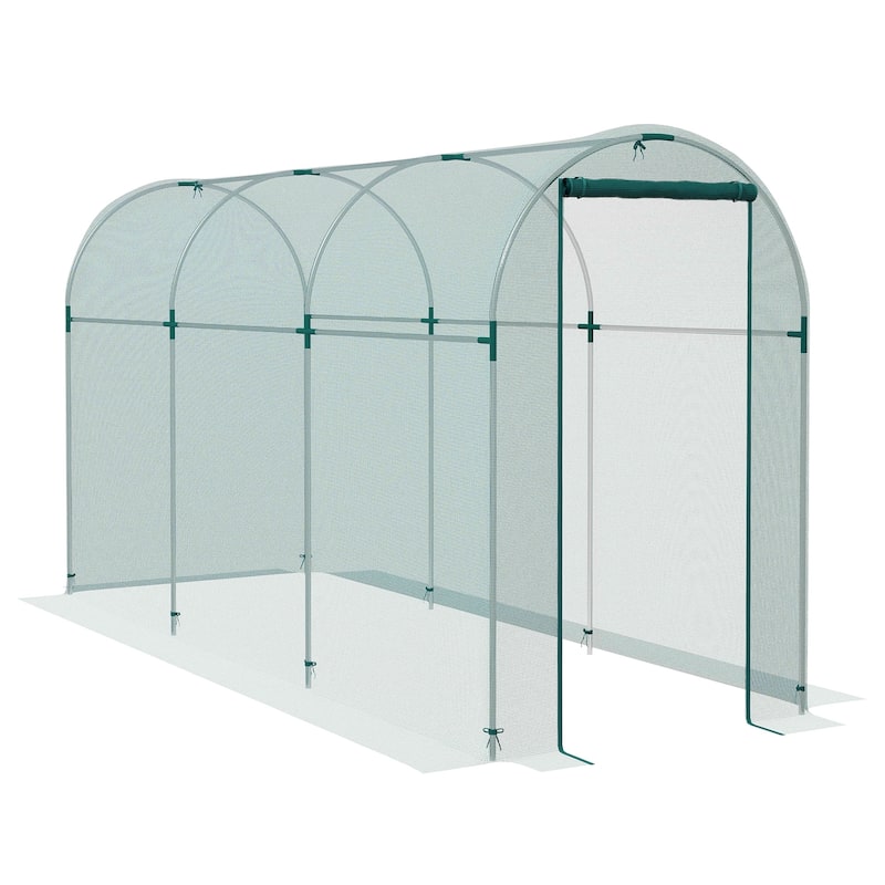 Outsunny 4' x 12' Crop Cage, Plant Protection Tent with Zippered Door and Galvanized Steel Frame, Fruit Cage Netting Cover
