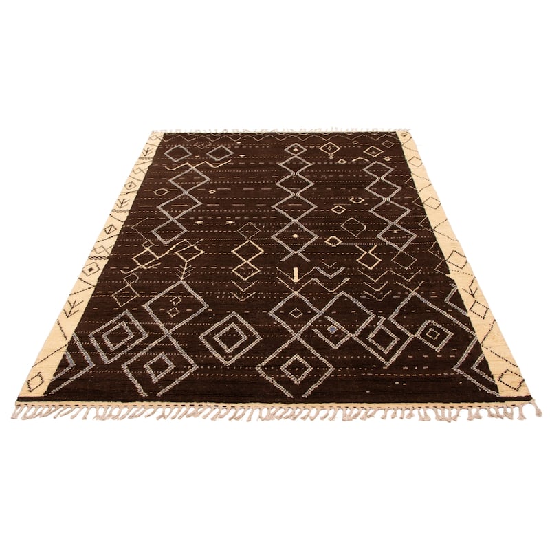 ECARPETGALLERY Hand-knotted Pak Finest Marrakesh Brown Wool Rug - 8'0 x 10'8