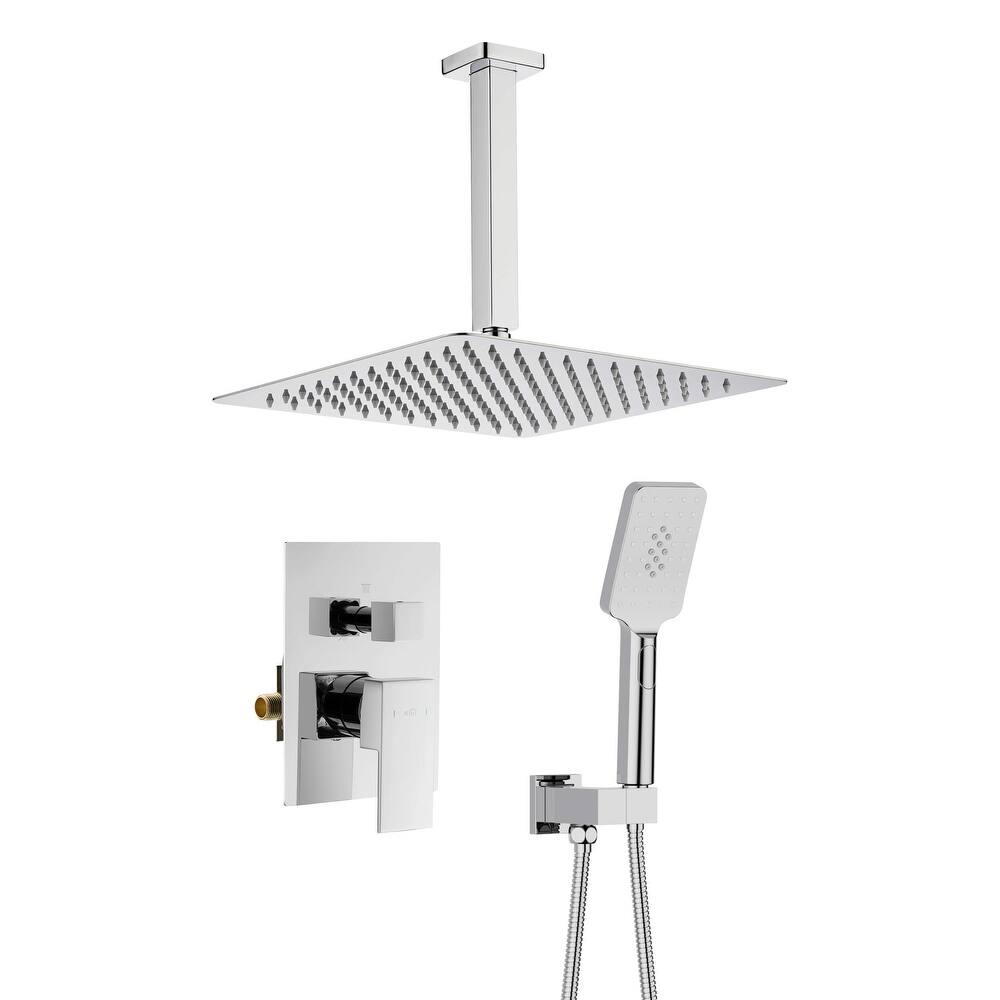 Pressure Balanced Ceiling Mounted 3-Function Shower System with Rough In Valve