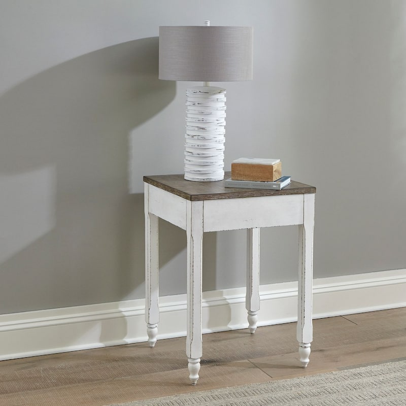 Liberty Furniture Magnolia Manor Corner Filler Accent Table Antique White - Corner Filler - Corner Filler - Antique White & Weathered Bark - Wood