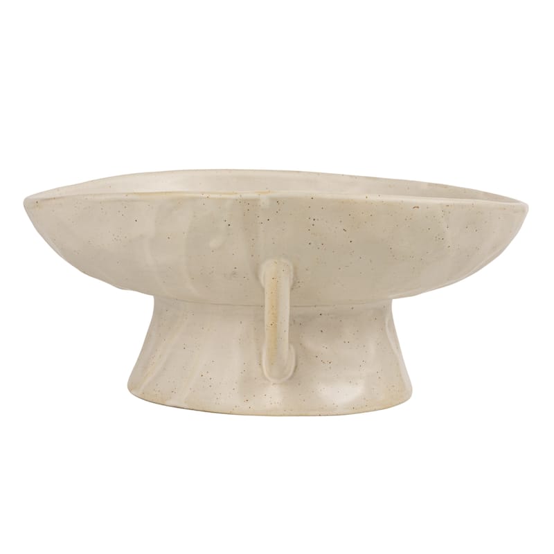 Stoneware Footed Pedestal Bowl with Handles