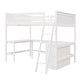 preview thumbnail 27 of 55, Full Size Wooden Loft Bed with Desk and Shelves, Space-Saving Design