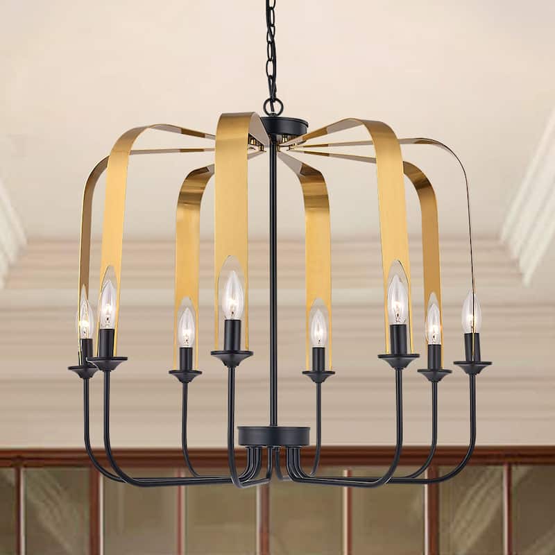 Lantern 8 Light Modern Geometric Chandelier - 28.34"x28.34"x25.59"