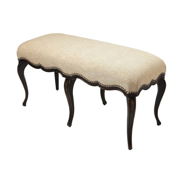 Offex Traditional Cafe Noir Hand Painted Rectangular Bench - Black