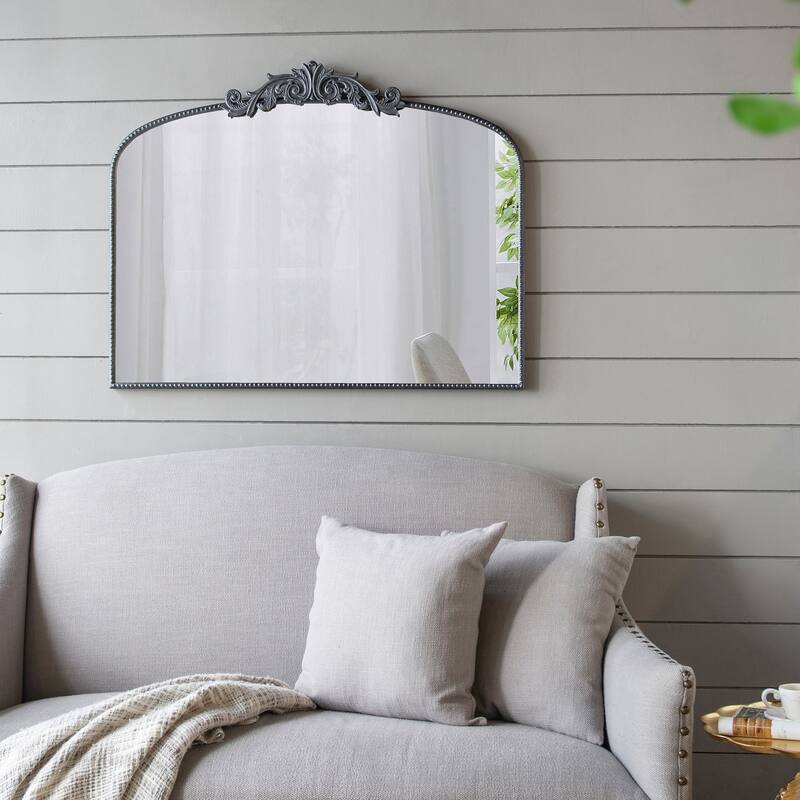 40" x 31" Classic Design Large Arch Mirror and Baroque Inspired Frame for Living Room Bathrrom Enterway Console - Black