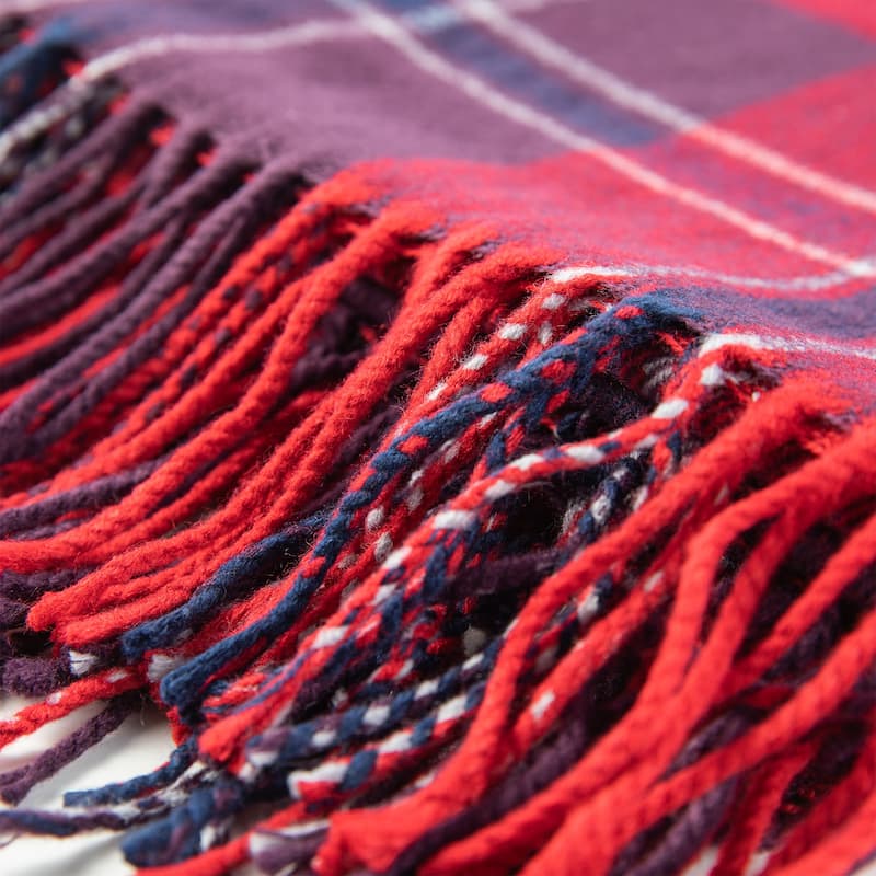 Glitzhome 50 x 60 Knitted Acrylic Plaid Woven Throw Blanket with Tassels
