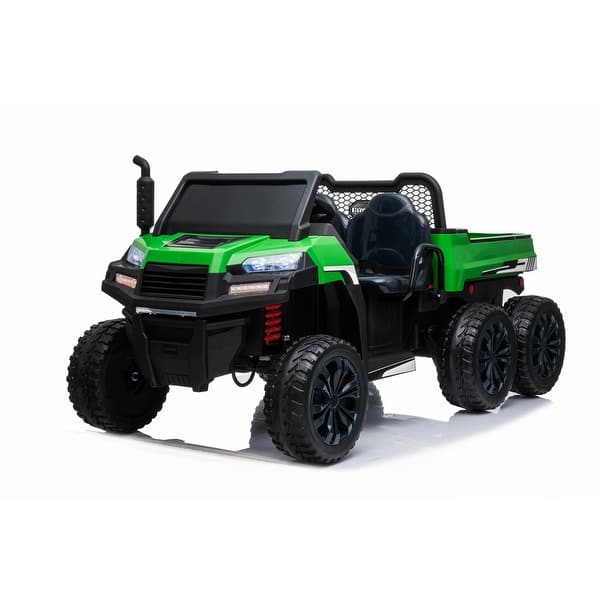 slide 1 of 1, 24V 4x4 Tractor Trailer 2 Seater Ride on Green