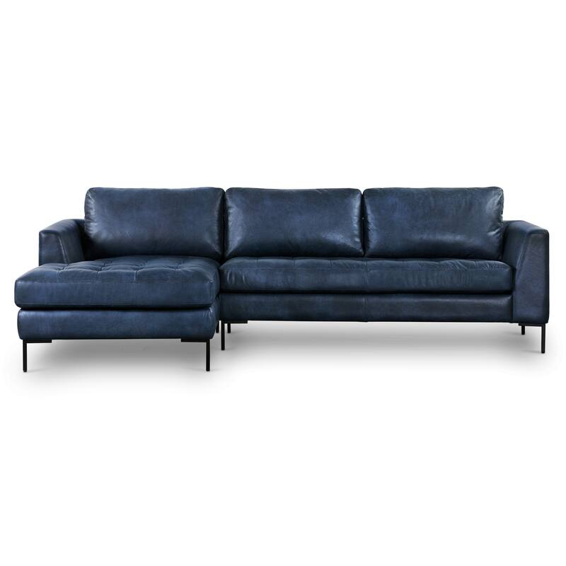 Poly & Bark Calle Left-Facing Sectional - Midnight Blue/Black