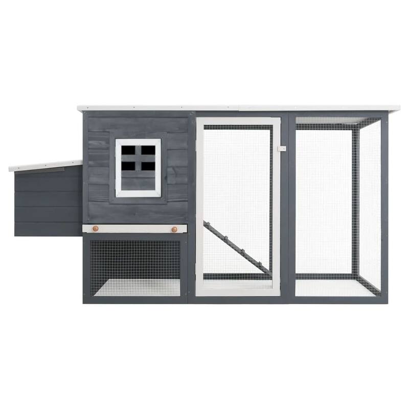 vidaXL Chicken Coop and Run Hen House with Nesting Box and Ramp Solid Wood - 79.5" x 29.5" x 38.6"