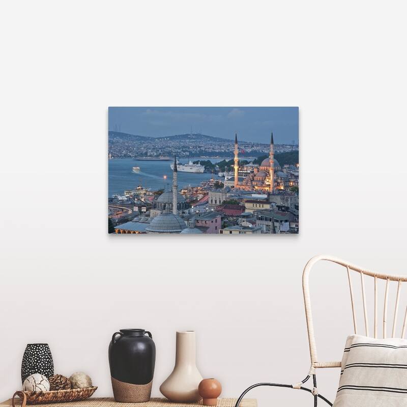 "Mosque of Valide Sultan in Eminonu, Istanbul, Turkey." Canvas Wall Art - 36" x 24"